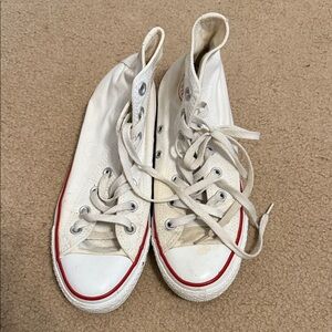 Converse Off-White High-Tops with Red Trim